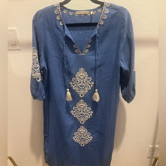 Soft Surroundings Blue Kimora Embroidered Midi Dress - Picture 3 of 7